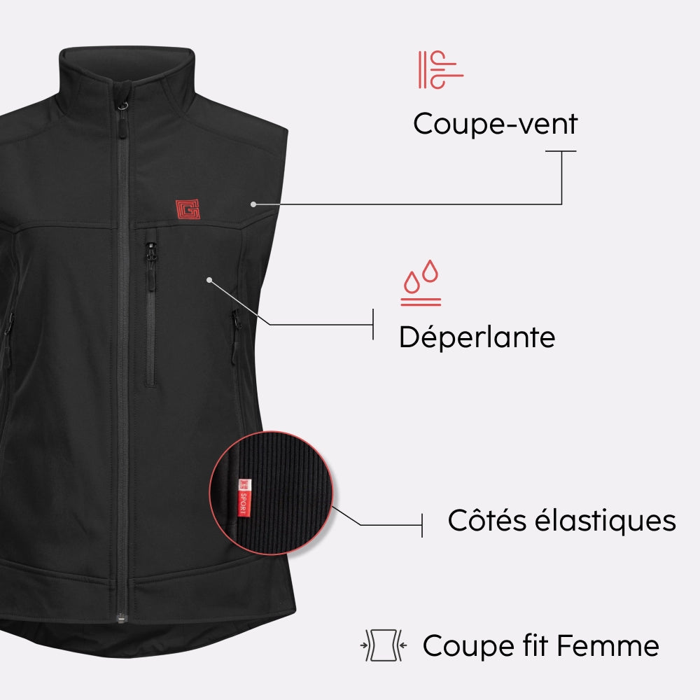 Gilet chauffant sans manches SOFTSHELL femme